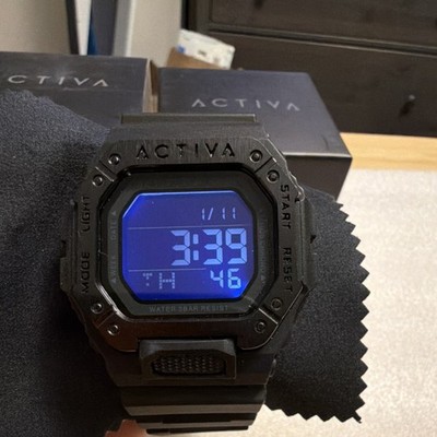 Invicta Activa men Digital Alarm Sport Watch Black Rubber Strap w/Box with light