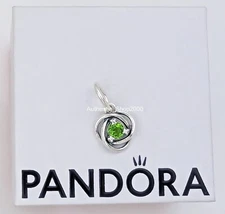 New 100% PANDORA 925 Light Green August Eternity Circle Dangle Charm 793125C08