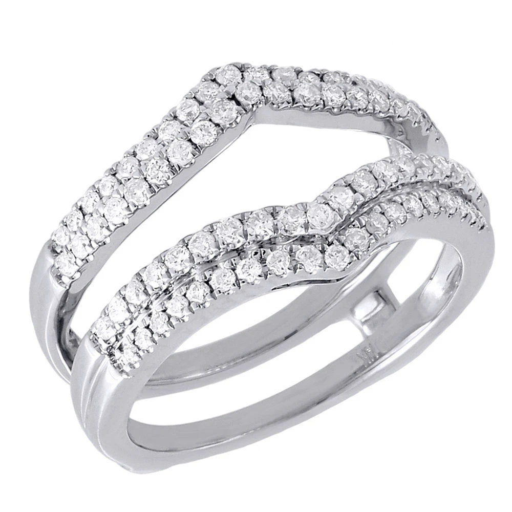 Diamond Ring Enhancer 14K White Gold Ladies Solitaire Engagement Wrap 0.51 Tcw