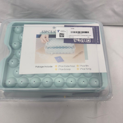 Combler 53 Ice Cube Tray Set of 2 Ice Maker Mold Freezer Scoop Bin Tong Teal New