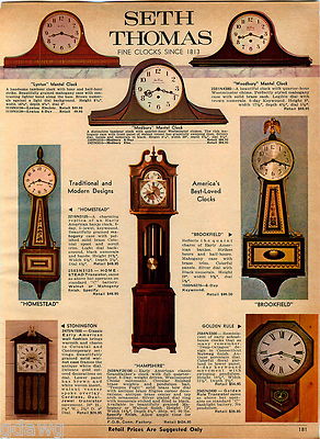 Laforet clock B0 ポスター 1969 ADVERTISEMENT Clock Seth Thomas Elgin Zeeland Colonial