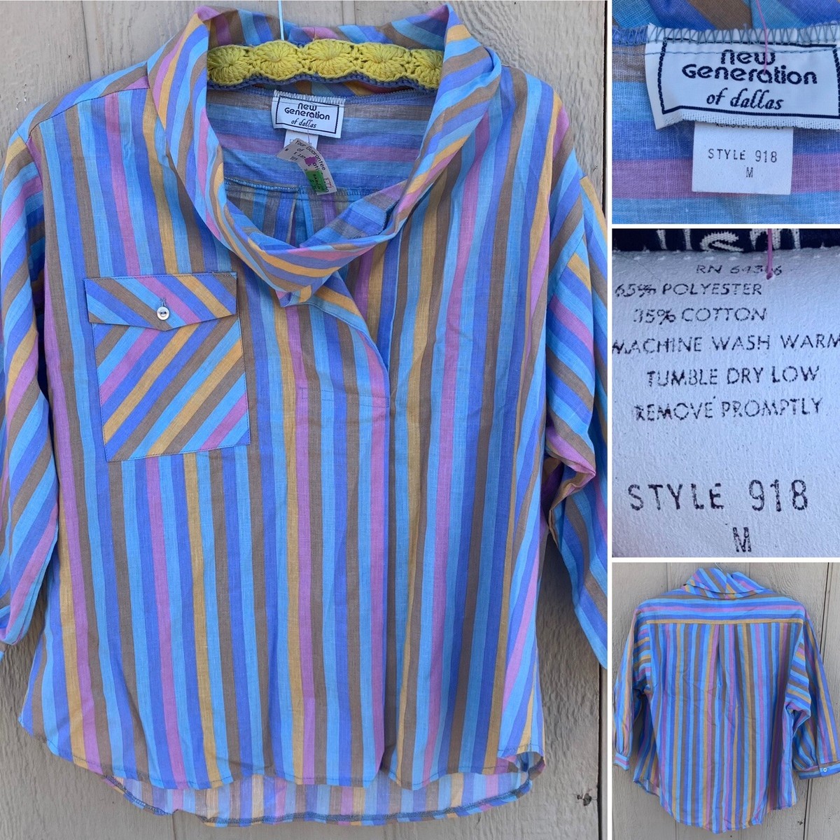 Vintage New Generation of Dallas striped pullover blouse new wave