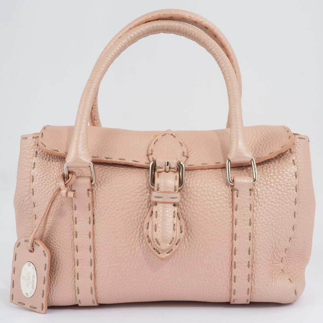 Fendi Selleria Mini Linda Pink Leather Handbag with Silver Hardware