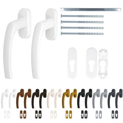 KJ-VERTRIEB Alu Terrassentürgriff Balkontürgriff Balcony mit Rosetten - pulverbeschichtet