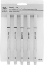Winsor Newton 0290082 Black Fineliner x 5 tips 0.8 mm Blister