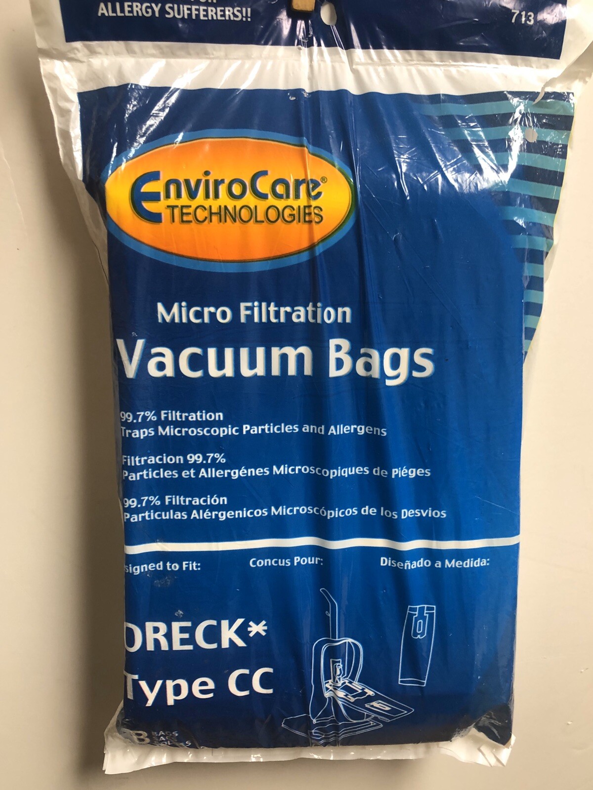 Oreck type CC Bags Micro Filtration Vacuum Cleaner Bags 8 pack