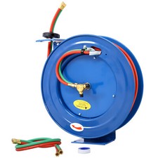 Welding Hose Reel Retractable 1/4 x 100 Foot Twin Oxygen Acetylene Rubber Hoses
