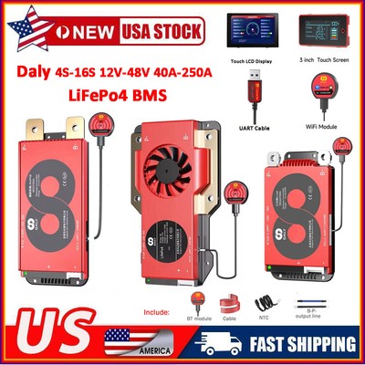 Daly Smart BMS 4S-16S 12V-48V 40A-250A LiFePo4 Battery BMS Bluetooth Module lot