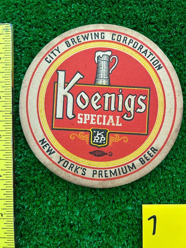 Koenigs Special Beer Coaster, Vintage NYC Brewery, 1930s/1940s