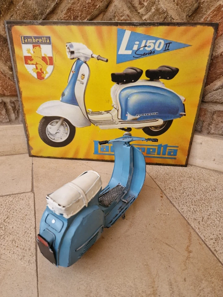 Vespa scooter moto hecha a mano + Metal Publicidad Italia Vespa Pub. letrero Foto 3 de 4