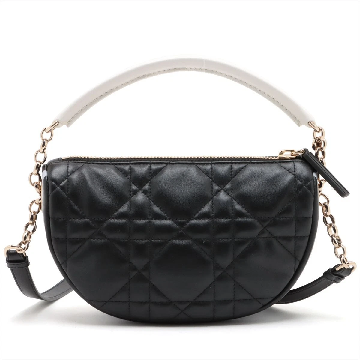 Sac bandoulière Dior Cannage Dior Vibe cuir 2 voies noir or quincaillerie Italie bon état