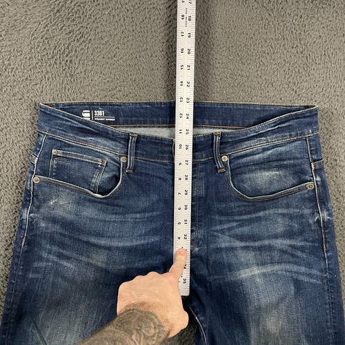G Star Jeans Herren 35x30 Blau 3301 Straight Tapered Fit Dark Wash Stretch Denim - Bild 14 von 18