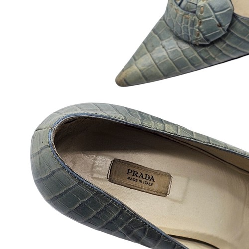 Prada Pointed Toe Pumps Shoes - Crocodile Print Leather - EU 39 / US 9 - Picture 6 of 9