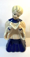 CA Kay Finch Pottery Blonde Choir Boy Figurine Standing Navy Blue MCM Ceramics