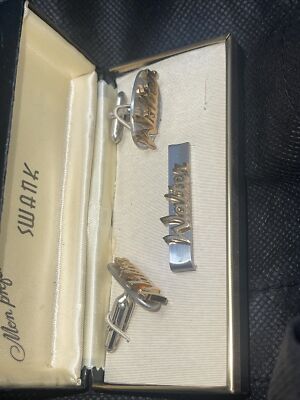 SWANK Walter Name Monogram Initials Letter Font Tie Tack Pin Cuff
