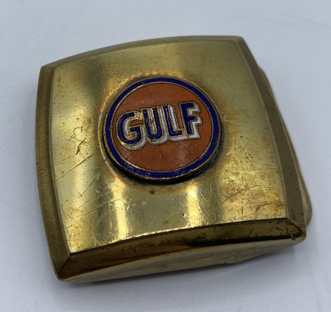 Vintage Gulf Oil Brass Belt Buckle Gas Station - image 2