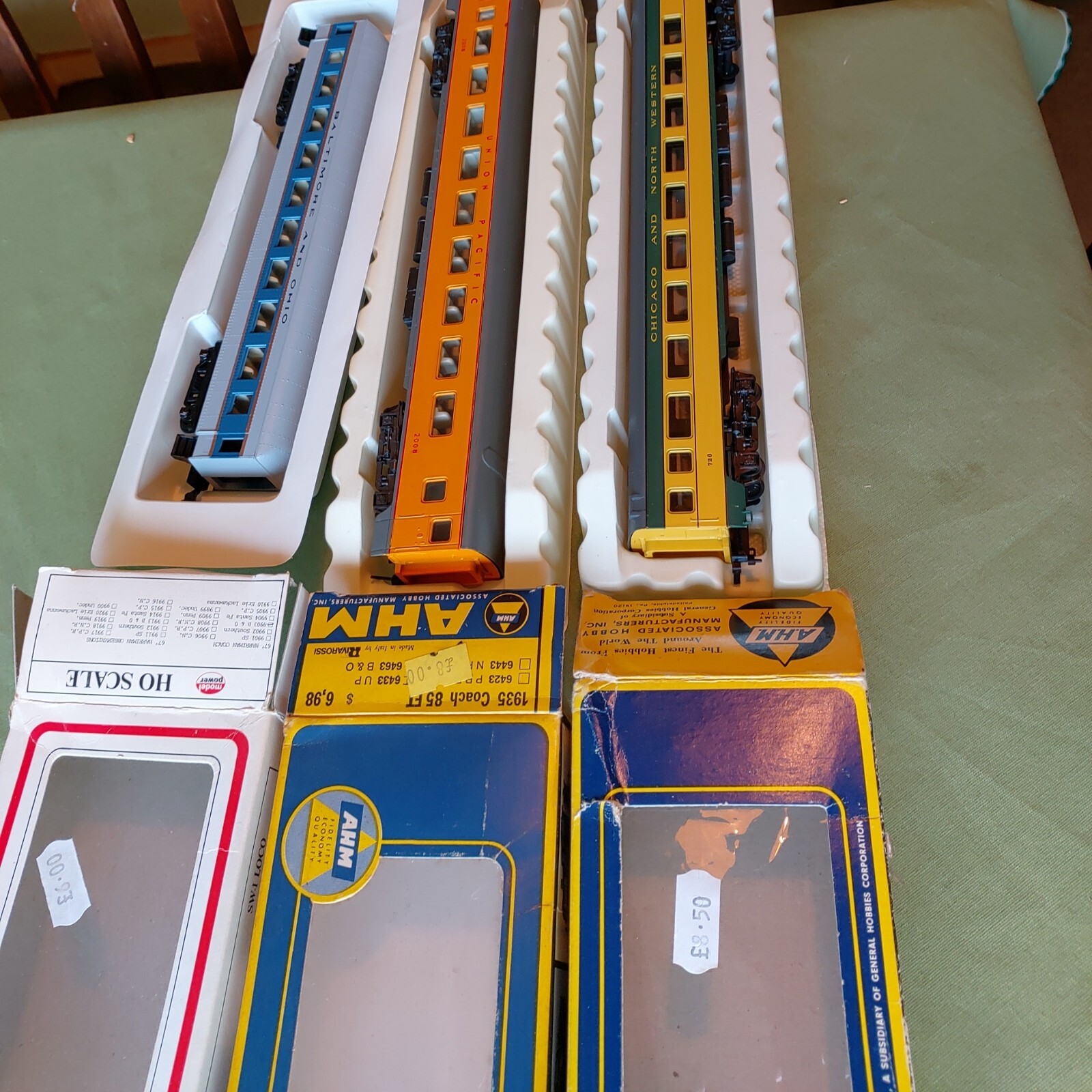 3pc lot vintage AHM Model Power HO Passenger Cars Coach Car B&O CW UP