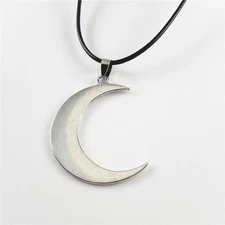 45cm Vintage Silver Crescent Half Moon Cord Chain Necklace Pendant Jewelry Gift