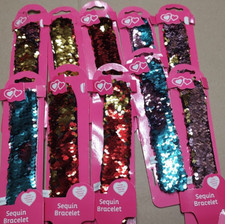 10PK LOT of Sequin Slap Bracelet Fashion Color Changing CLAR