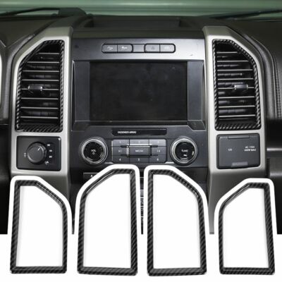 Console Air Conditioning Vent Frame Cover Trim Carbon Fiber For Ford F150 15-20
