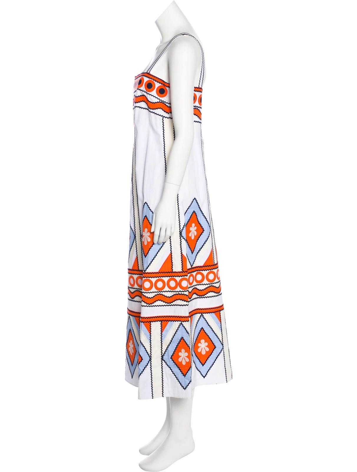 Tory Burch Natasha ribbon applique white cotton sleeveless midi dress NWT 0 $795