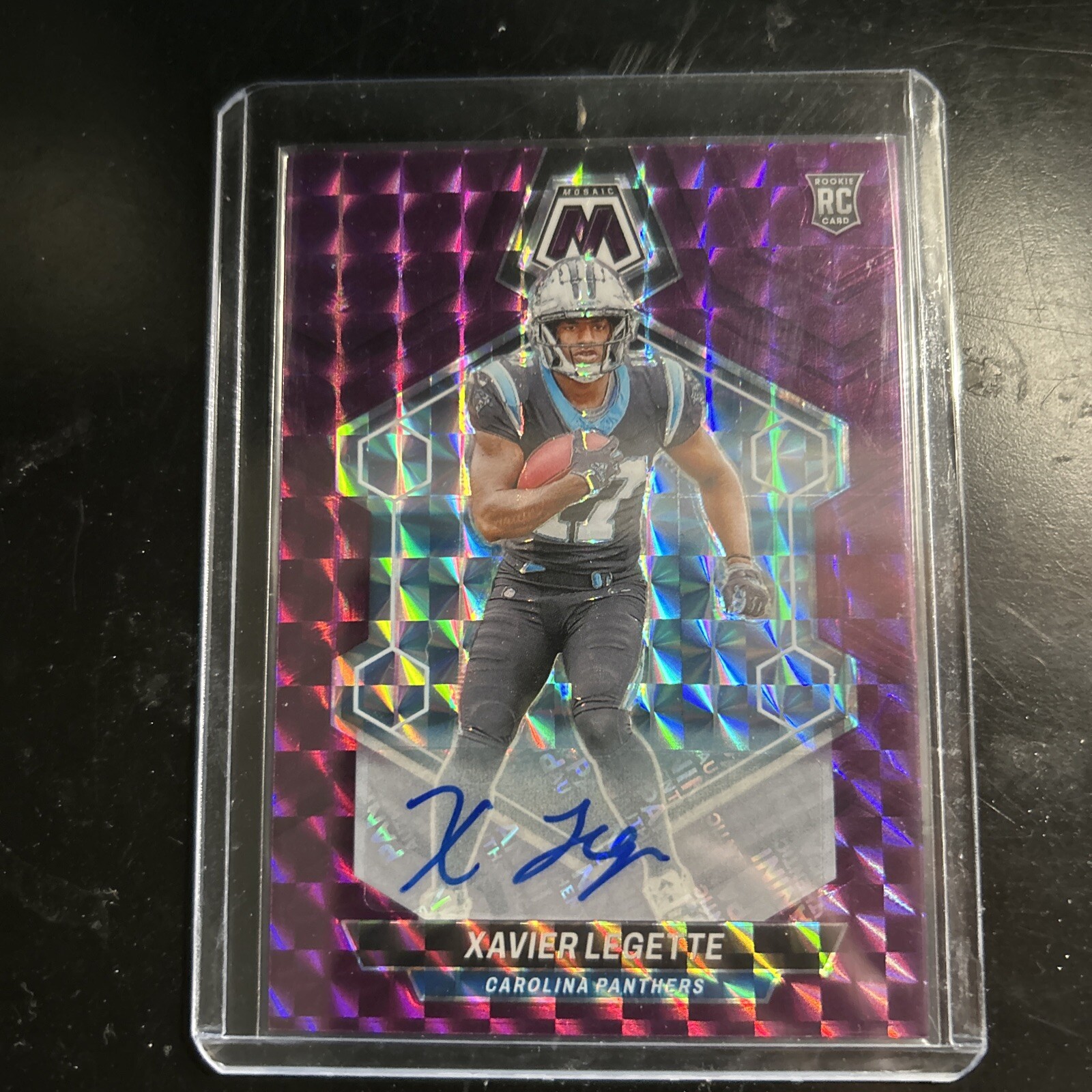 2024 Panini Mosaic Xavier Legette Purple Rookie Auto /49 Panthers Rookie