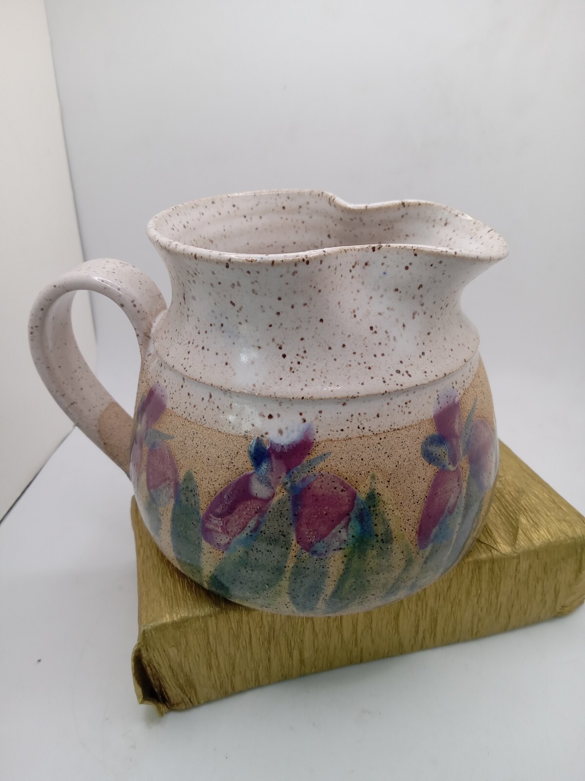 Studio Pottery Iris small pitcher artist signed beautiful F1
