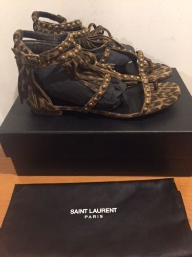 SAINT LAURENT Nu Pieds Sandali gladiatore multi frangia UK 5 EU 38 Celeb Fav!