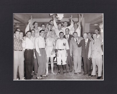 8X10 Matted Print VTG Baseball Picture: 1947 Yankees Locker Room