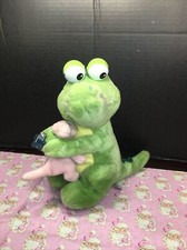 VGUC- Vintage-12  1988 Alligator Crocodile Plush Green Pink Baby Applause