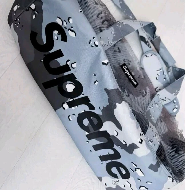 Grand sac de voyage SS20 Supreme bleu pépites de chocolat camouflage maille 3M logo réfléchissant 48L