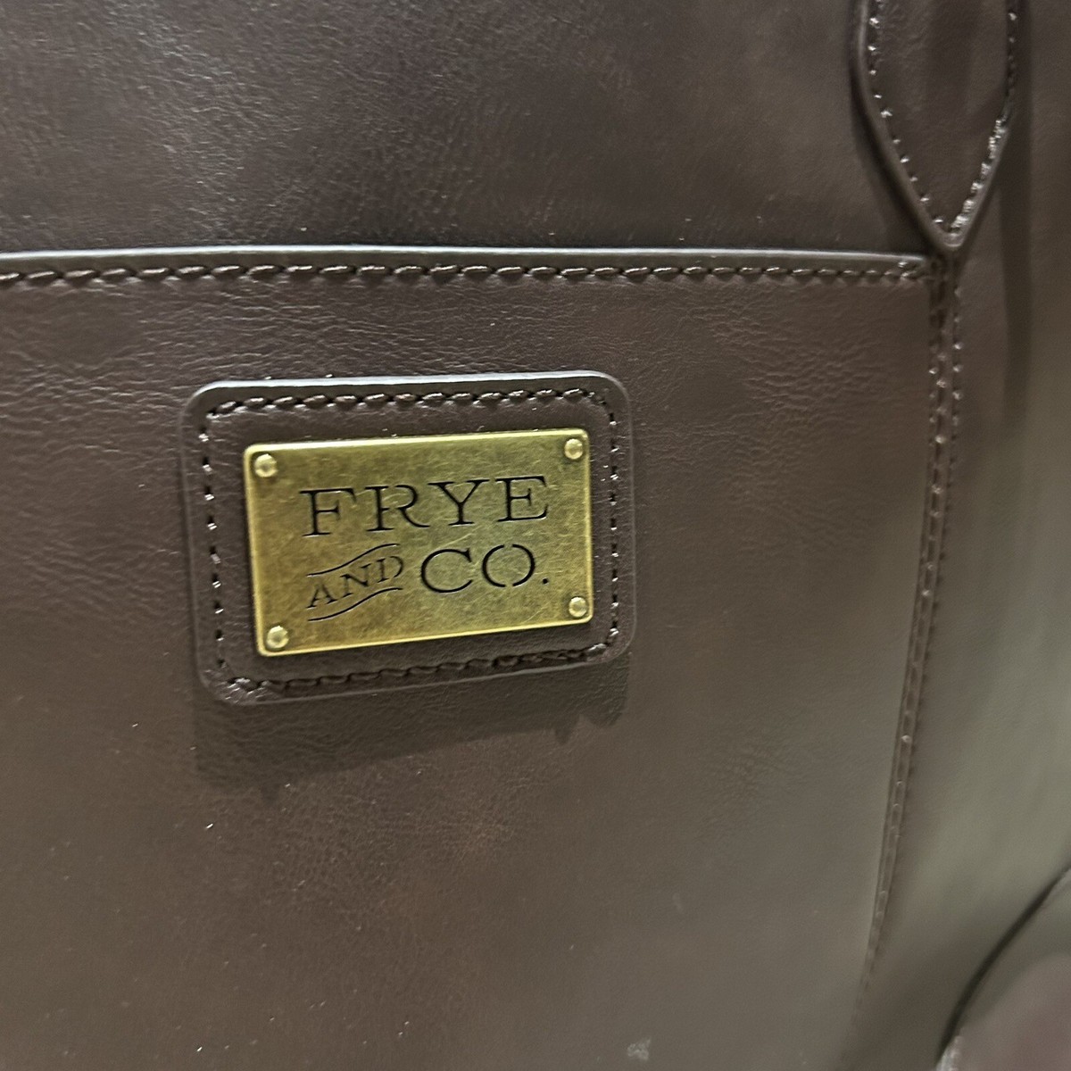 Frye and Co Core Satchel Large Tote Cognac Brown Faux Leather Bag