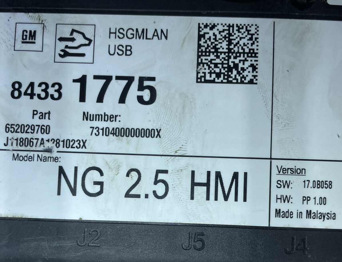 2016 2019 Chevrolet Genuine Bosch NG 2.5 HMI Control Module