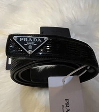 Prada Sequin silver Triangle Belt Size 95