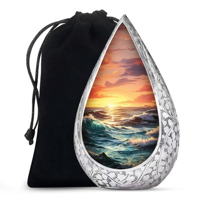 Wilderness Urn For Ashes Adult Memorial Funeral Cremation Large Tear Drop 10Inch