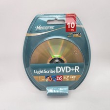 NEW Open Box Memorex LightScribe DVD R 10 Pack 4.7 GB 120 Minutes Video 16X