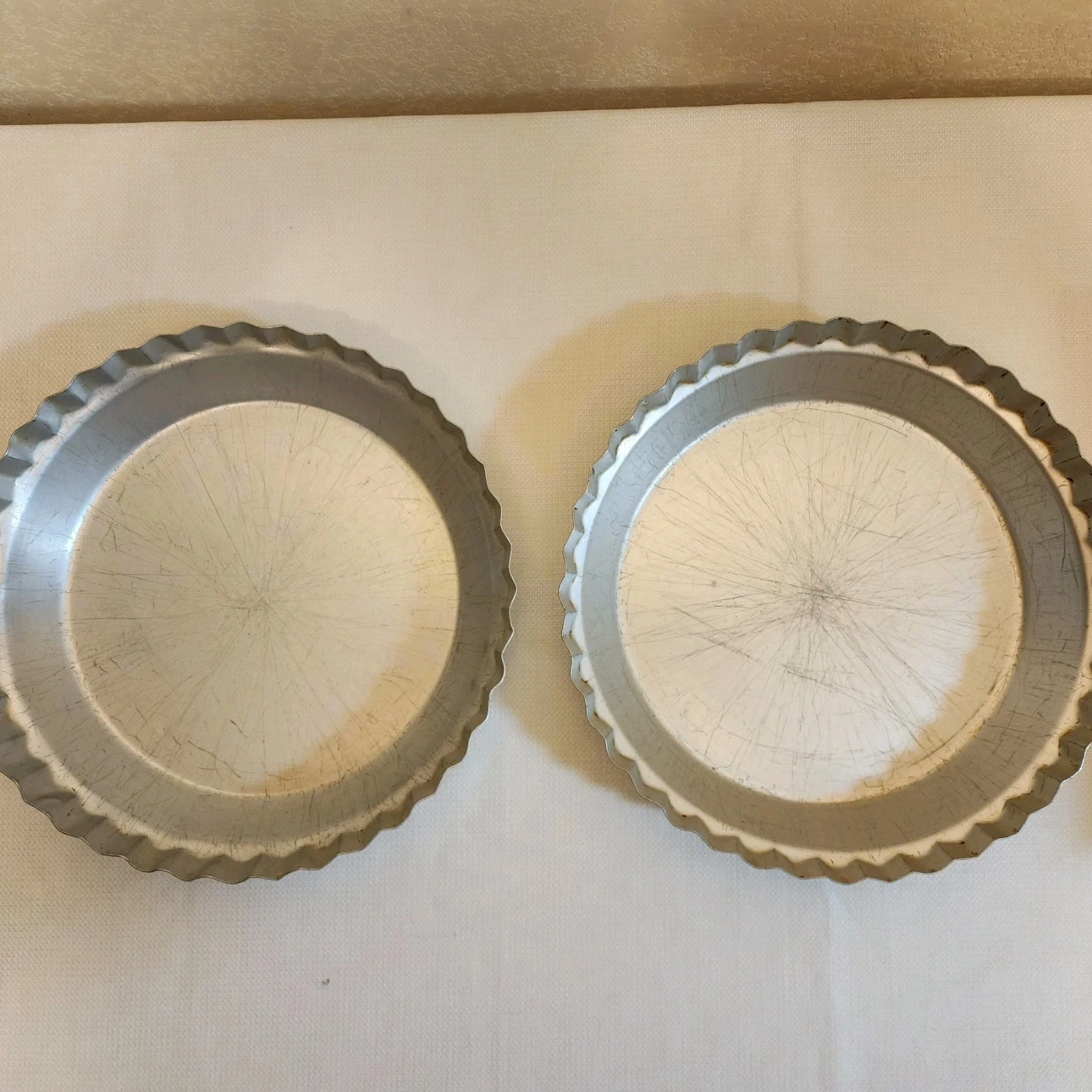 Wearever Aluminum Pie Pans No. 2865, 10 X 1 3/4, Vintage, Used
