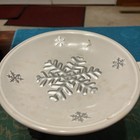 Ceramic SNOWMAN SNOWFLAKE Pedestal Serving Plate Candy Dish 6.5"H x 6" x 8" — photo 3