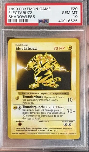 Pokemon Base Set 1999 Shadowless Electabuzz PSA 10 Gem Mint  20/102