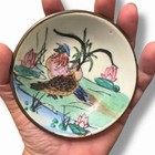 Vintage Chinese Porcelain Bowl Encased In Brass W/ Birds & Lotus Native Arts Inc — photo 1