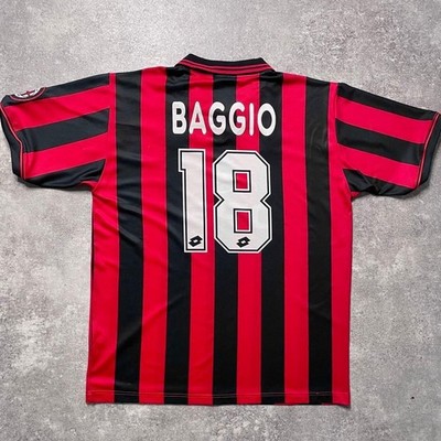 Baggio #18 AC Milan 96/97 Home Jersey XL Authentic Lotto | eBay