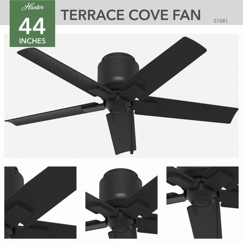 Hunter Fans - Terrace 44-Inch Low Profile Damp Rated Ceiling Fan and Pull - Picture 2 of 2