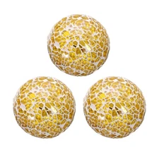 3Pcs Decorative Glass Balls 2.36 Inch Orbs Centerpiece Balls, Gold Tone