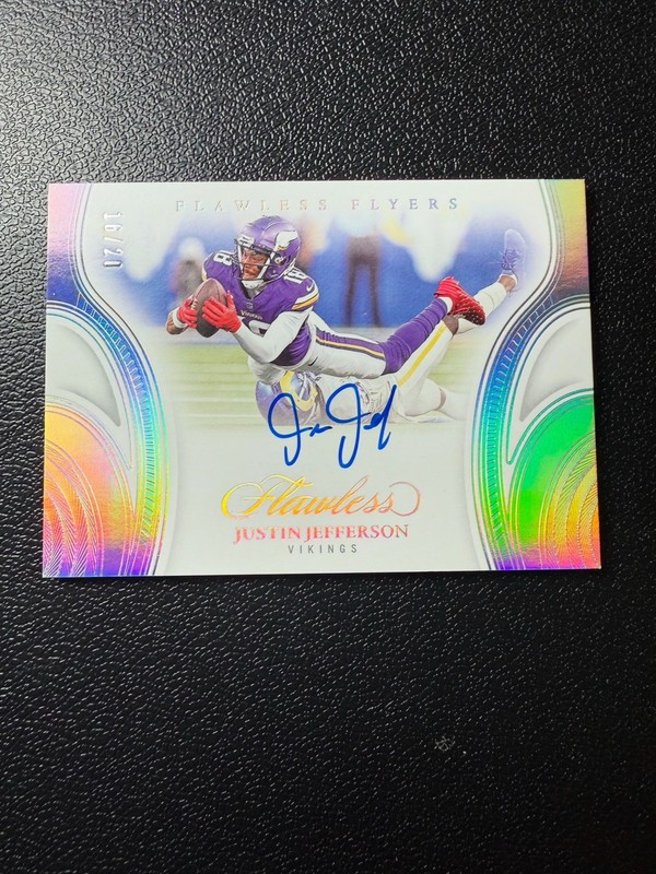 Justin Jefferson 2025 Panini Flawless Flyers Auto SP #d /25 Vikings On Card 🔥🔥