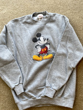 Vintage Disney Store Mickey Mouse Sweatshirt Grey Medium Raised Lettering