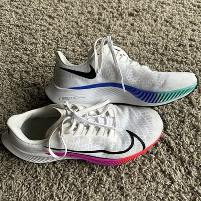 Nike Air Zoom Pegasus 37 Women's 8.5 White Pink Blue Ombre Running Cushion Shoes