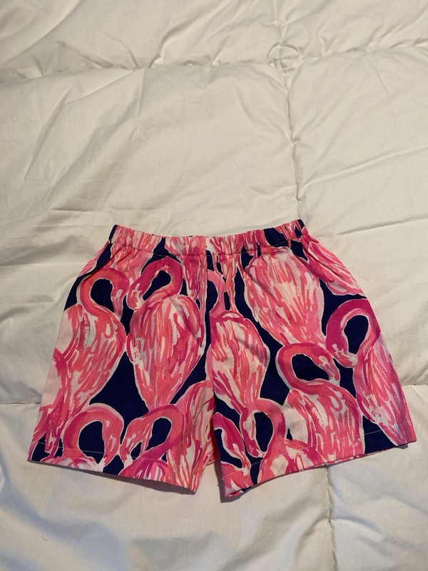 NEW LILLY PULITZER GIRLS SHORTS SZ 4-5 PINK NAVY BL WHITE WITH ELASTIC WAIST ￼