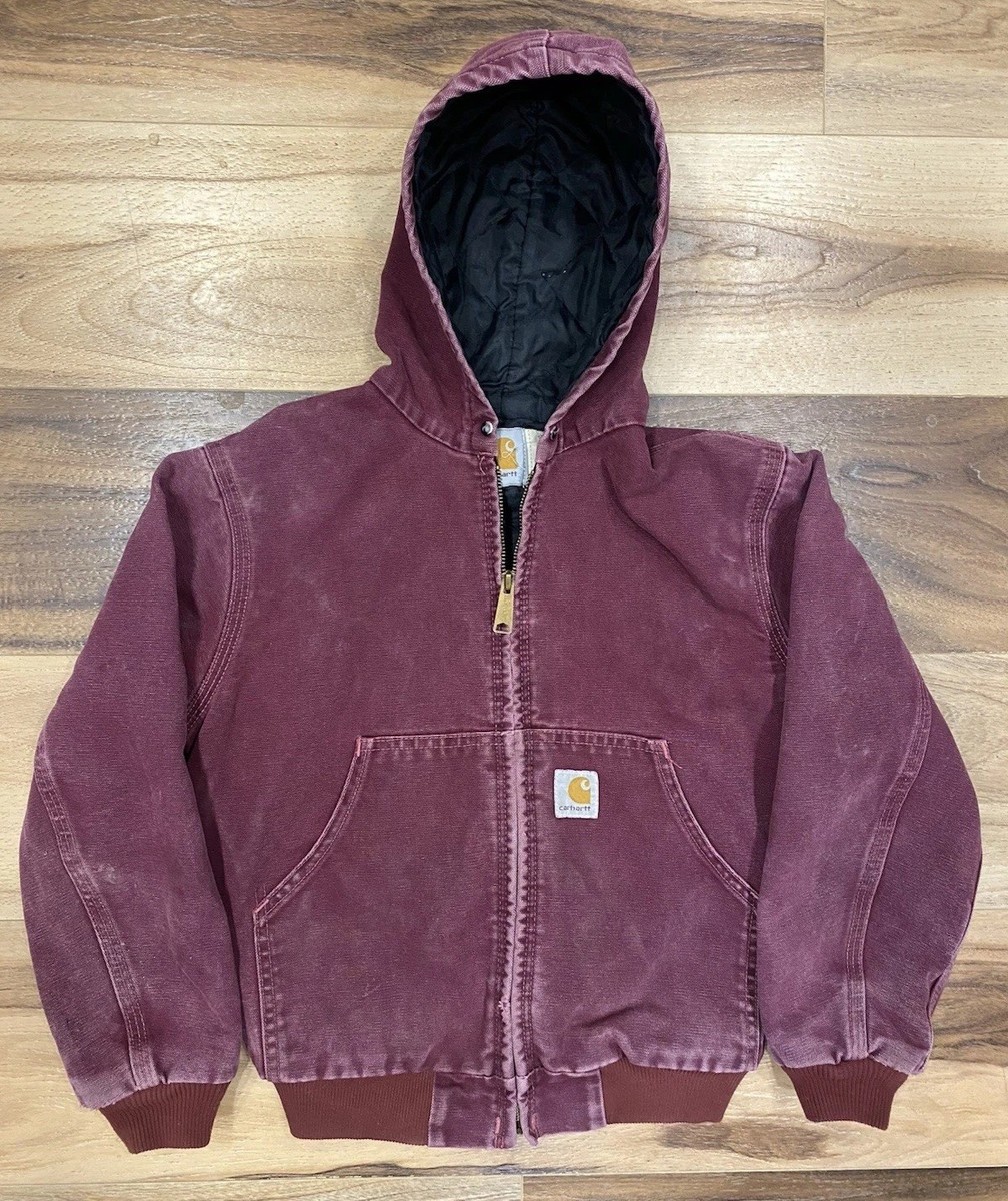 Vintage Carhartt Active Jacket Plum Youth Medium Hooded Lined USA