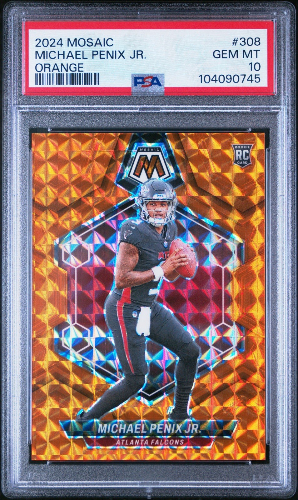 2024 Panini Mosaic 308 Michael Penix Jr. Orange Mosaic /199 PSA 10 GEM Rookie RC