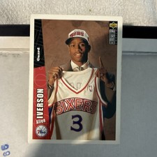 Upper Deck Allen Iverson Rookie Philadelphia 76ers #301 NBA Basketball Card. rookie card picture